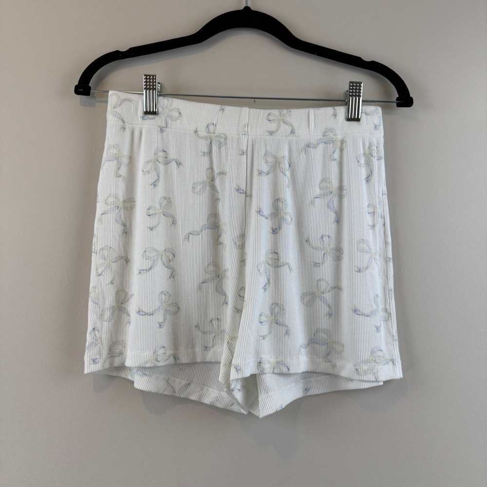 Skims Shorts Womens S Coquette Balletcore Ribbed Modal Bow Print Sleepwear